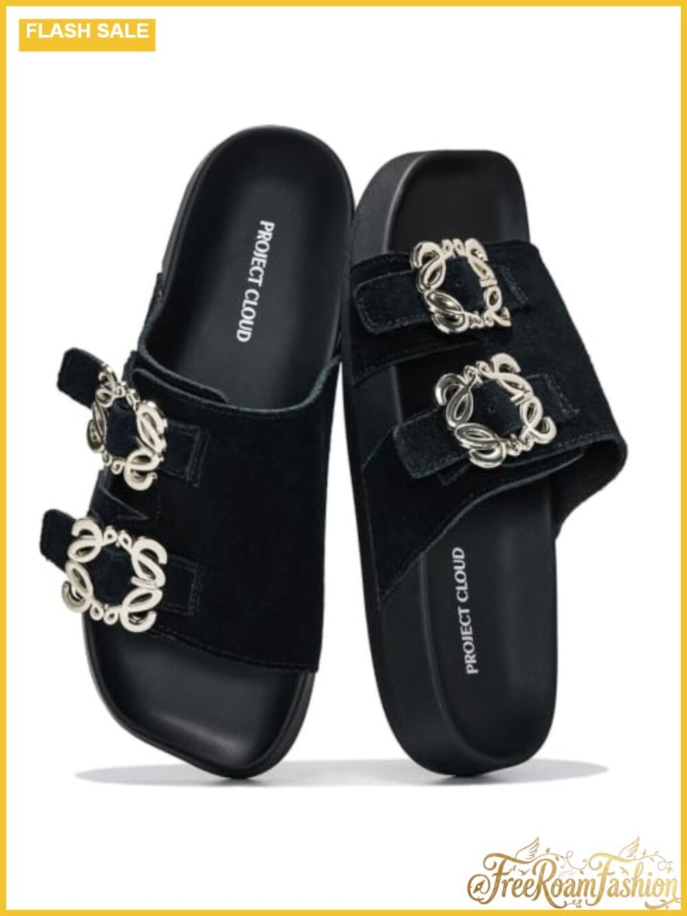 Genuine Leather Flat Slide Sandals Suede Open Toe Comfort